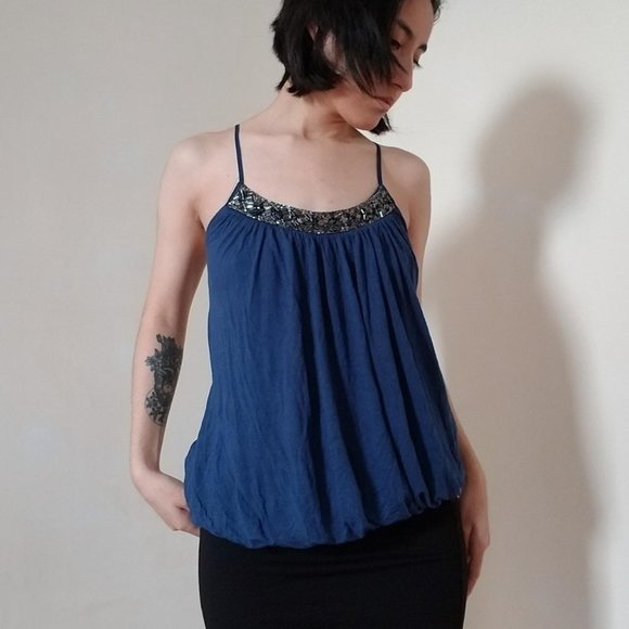 Blank NYC Women's Navy and Blue Blouse - Picture 2 of 4